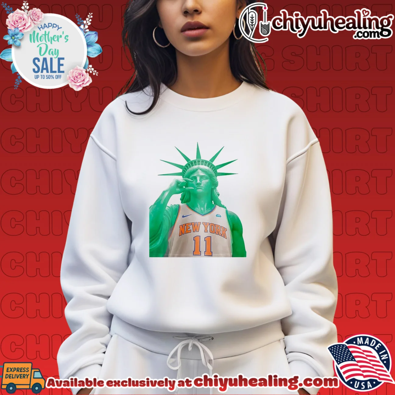 Statue of Liberty wearing NY Knicks jersey too small hand gesture shirt & hoodie Statue of Liberty wearing NY Knicks jersey too small hand gesture shirt & hoodie