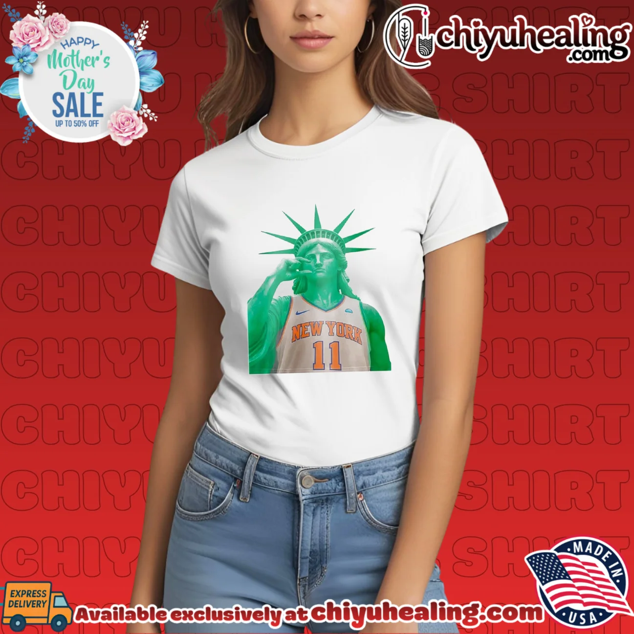 Statue of Liberty wearing NY Knicks jersey too small hand gesture shirt & hoodie Statue of Liberty wearing NY Knicks jersey too small hand gesture shirt & hoodie