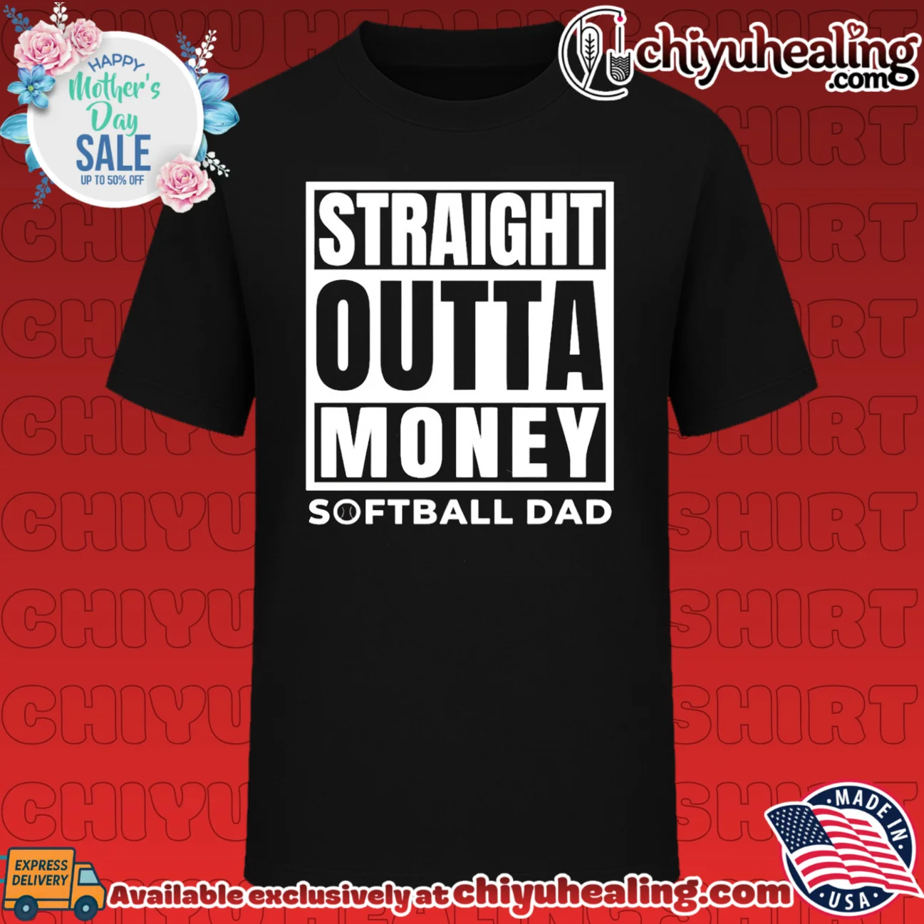 Straight Outta Money Softball Dad shirt