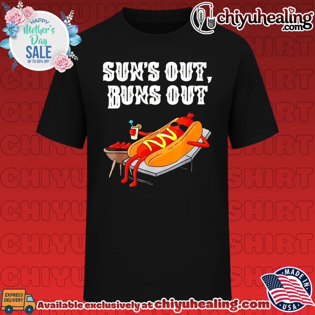 Sun's out buns out hot dog summer humor