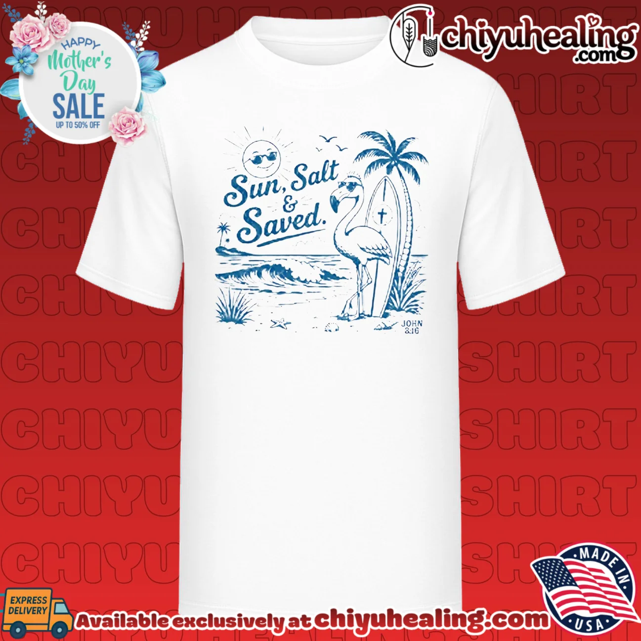 Sun Salt and Saved Flamingo John 3 - 16 Christian shirt & hoodie