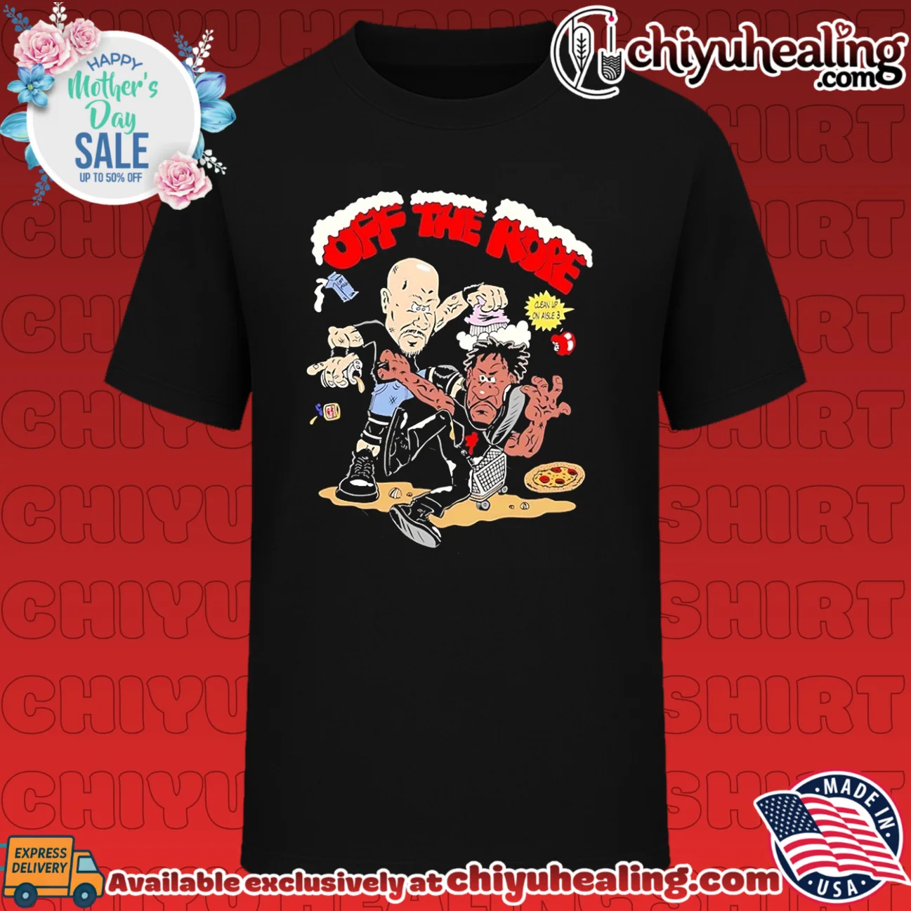 Super Market Tee off the rope cartoon graphic