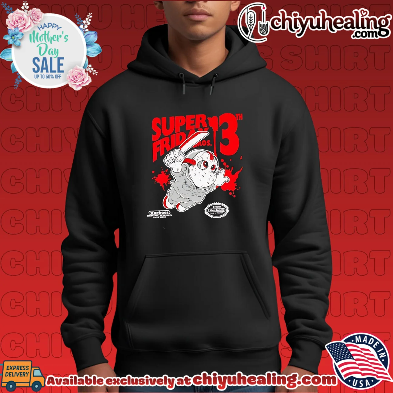 Super Vorhees Friday 13th features Super Mario Bros elite shirt & hoodie - Everyday Fit Super Vorhees Friday 13th features Super Mario Bros elite shirt & hoodie - Everyday Fit