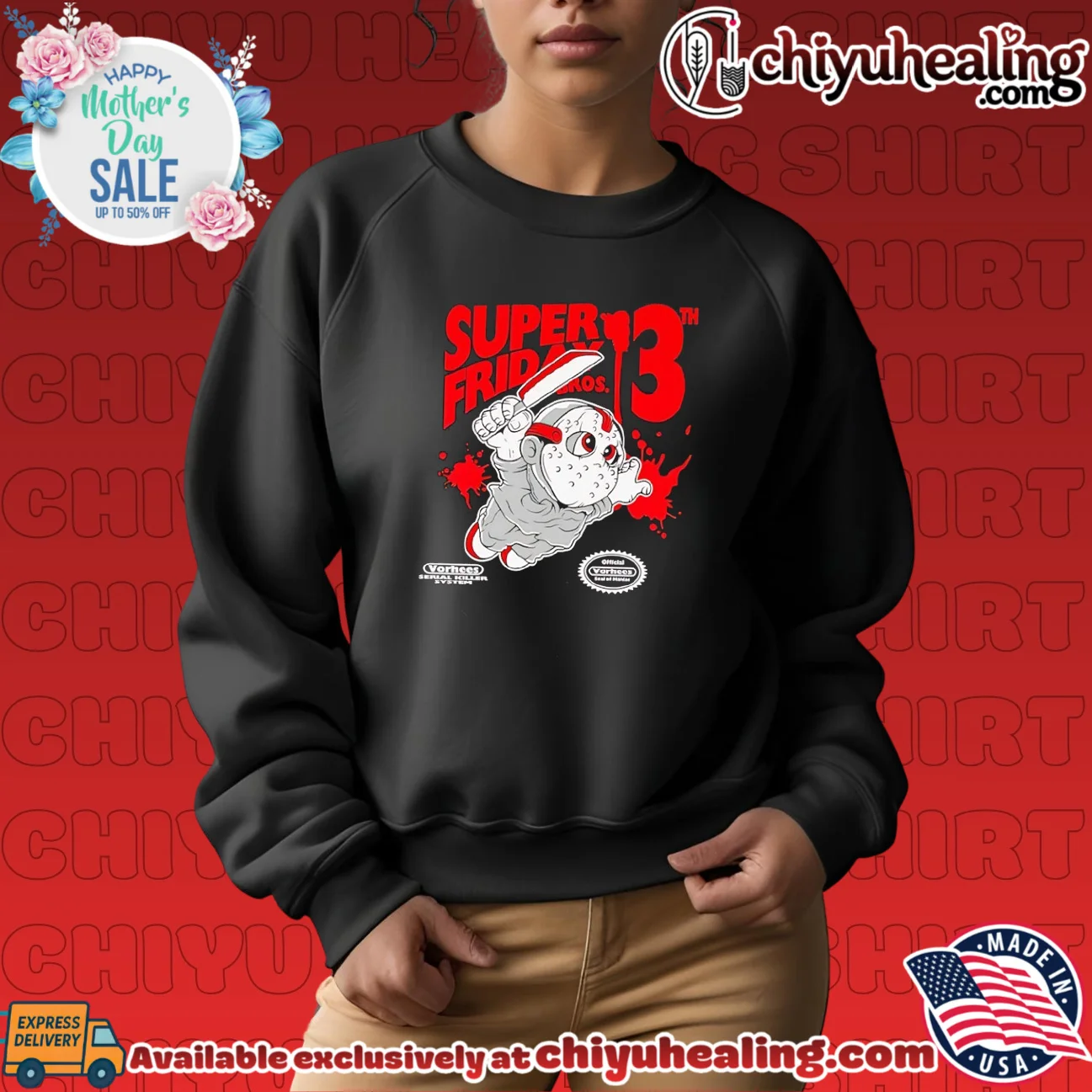 Super Vorhees Friday 13th features Super Mario Bros elite shirt & hoodie - Everyday Fit Super Vorhees Friday 13th features Super Mario Bros