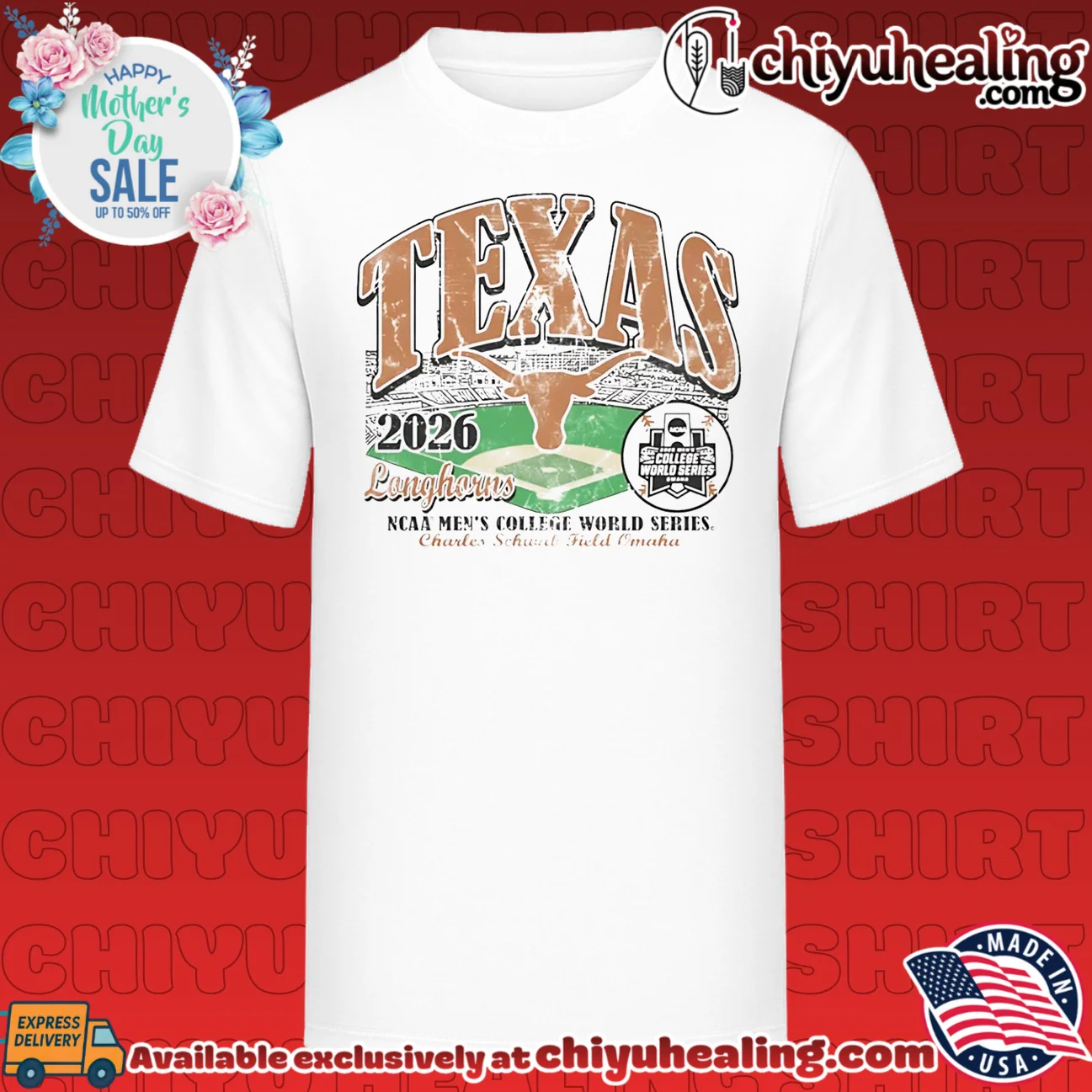 Texas Longhorns 2026 Baseball College World Series Bound Field stadium shirt