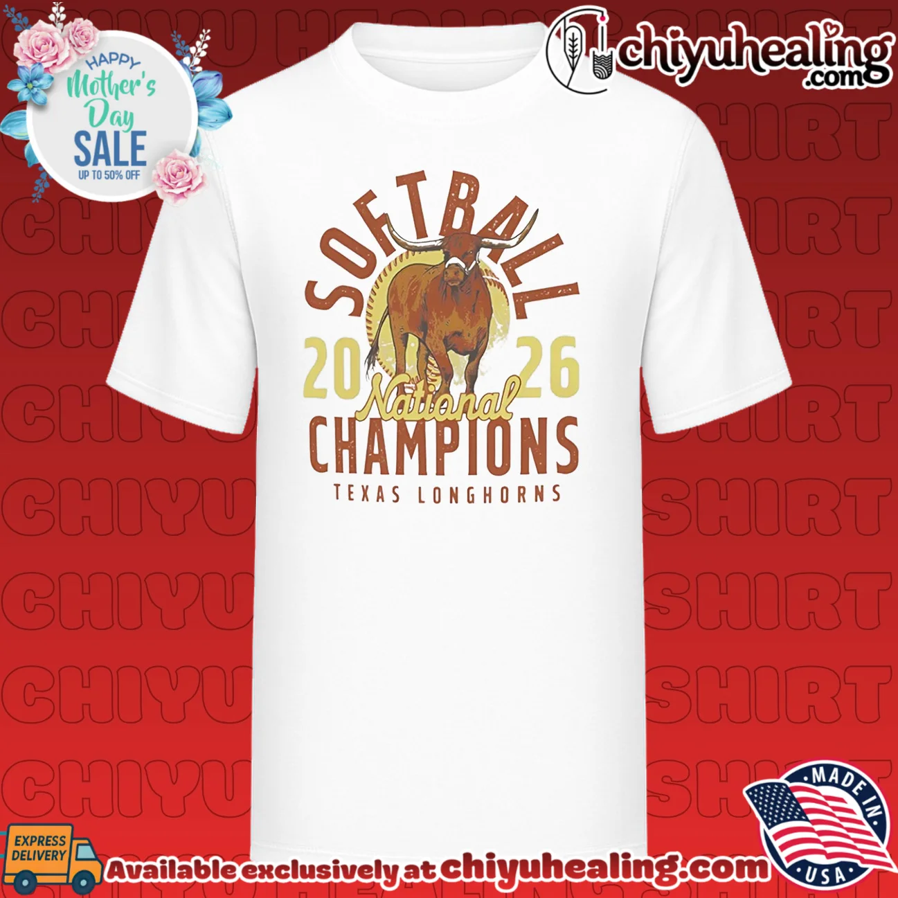 Texas Longhorns 2026 NCAA Softball Women's College World Series Champions Mascot Overlay