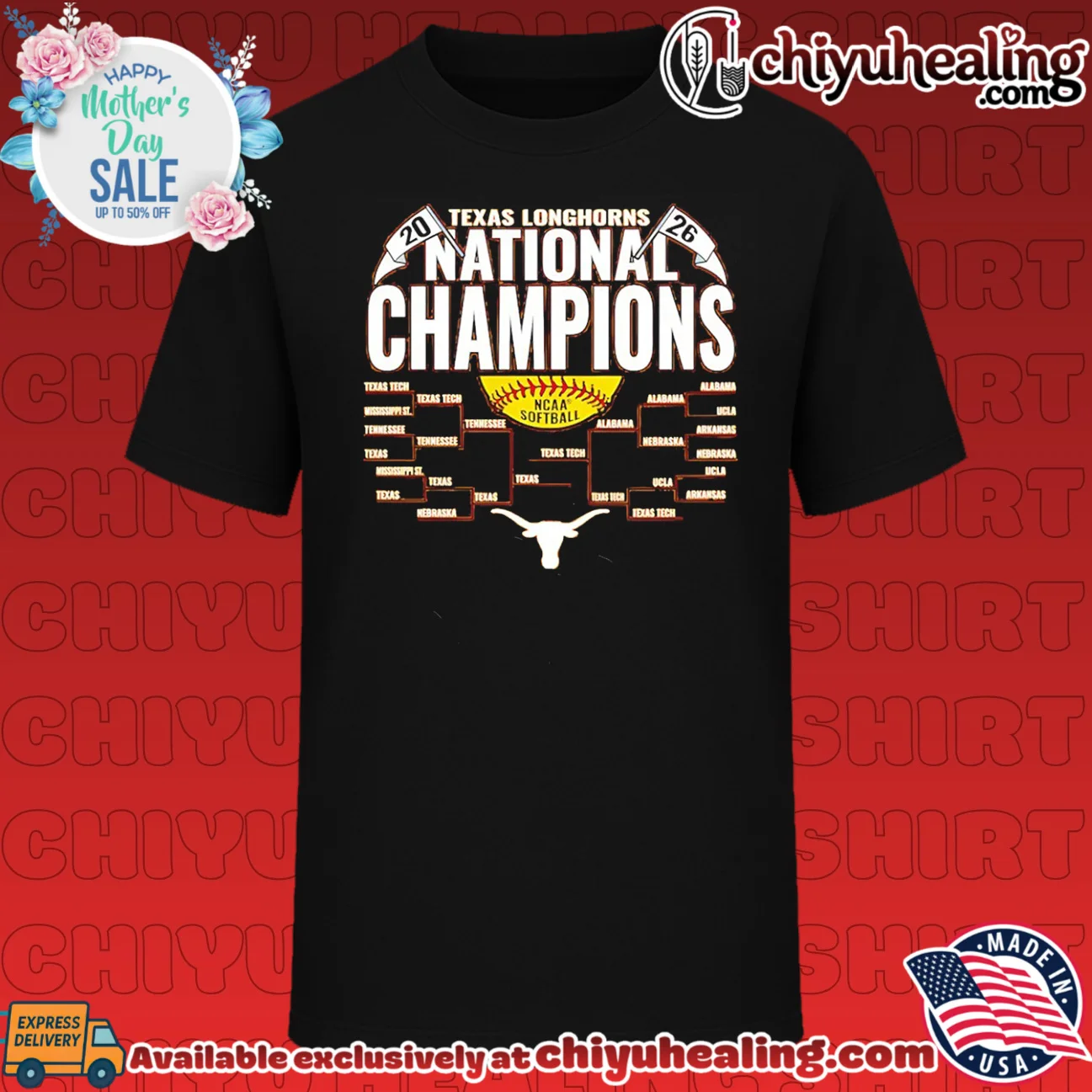 Texas Longhorns 2026 NCAA Softball Women's College World Series National Champions Bracket