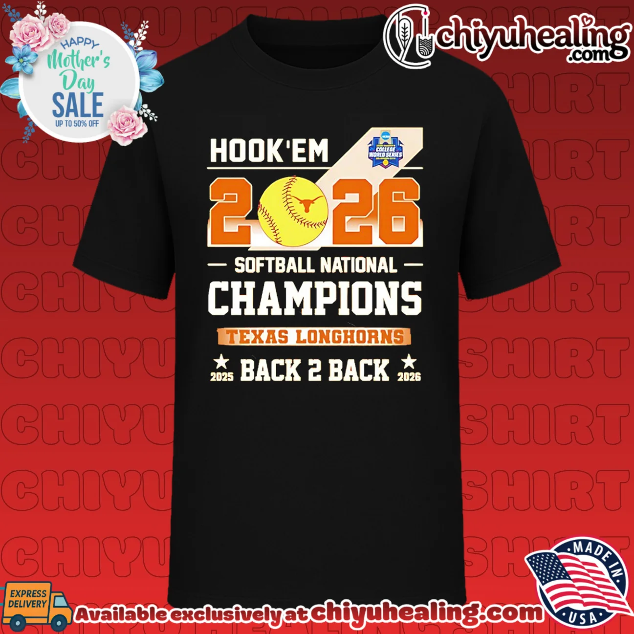 Texas Longhorns 2026 NCAA Women's Softball National Champions Hook 'Em Back to back