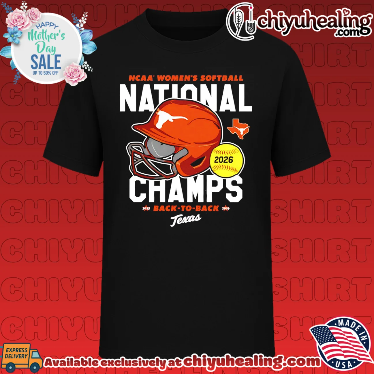 Texas Longhorns 2026 Softball National Champs back to back helmet