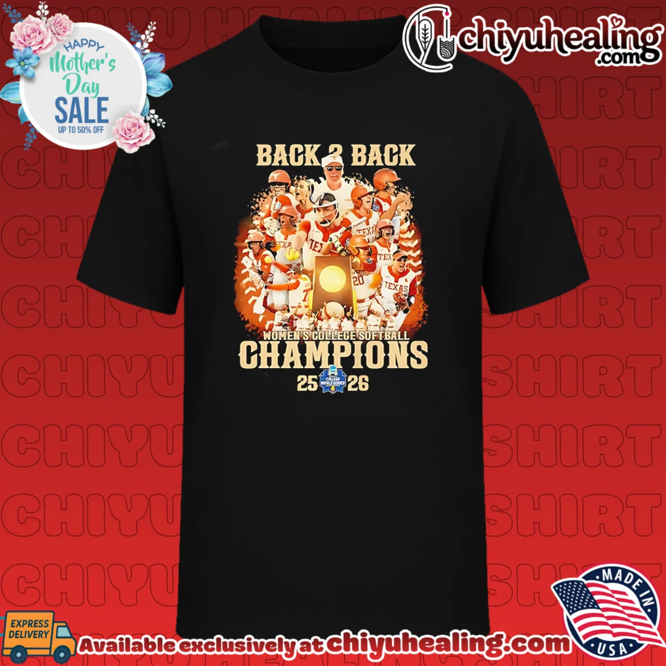 Texas Longhorns back 2 back Women's College Softball Champions 2025 2026 shirt
