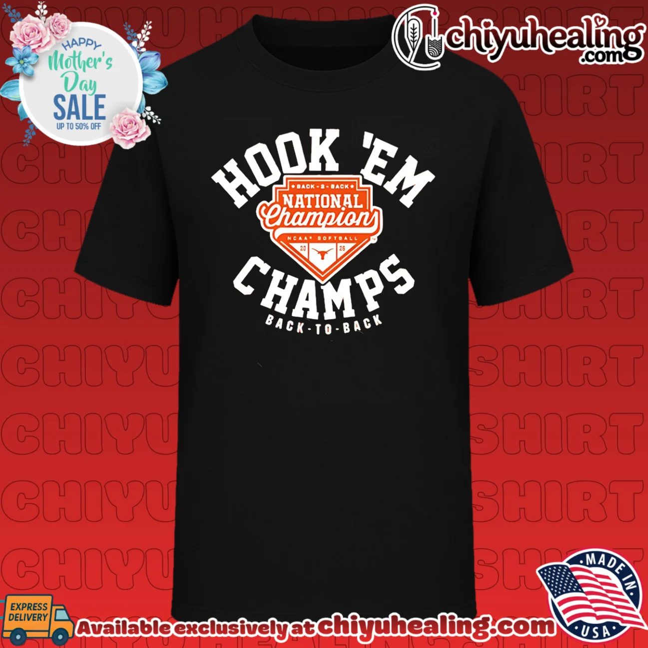 Texas Longhorns Softball Hook 'Em 2026 National Champions back to back