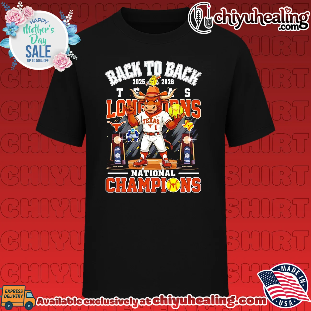 Texas Longhorns Women's Softball 2025 2026 NCAA National Champions back to back mascot