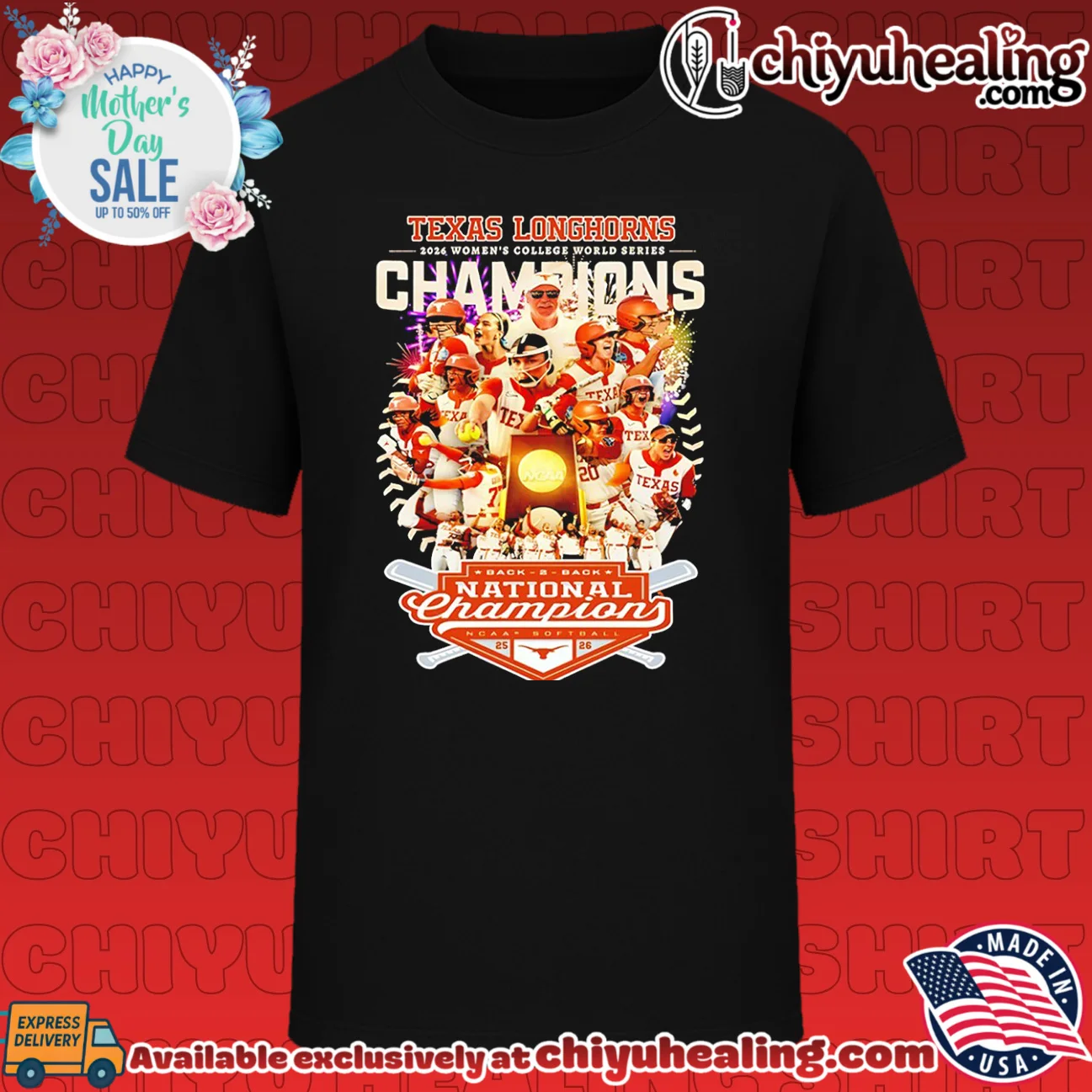 Texas Softball 2026 WCWS National Champions Back to back graphic shirt
