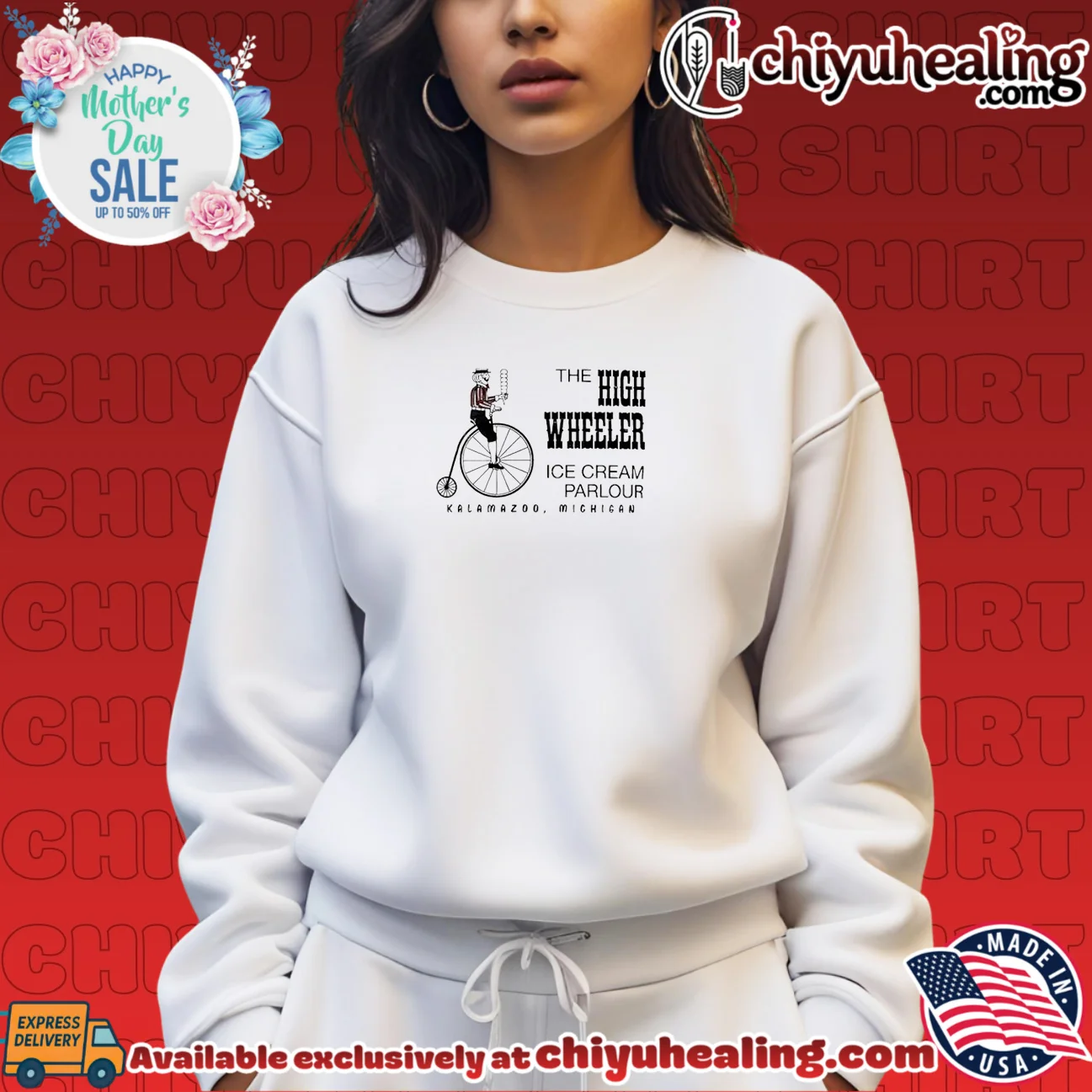 The high wheeler ice cream parlour graphic grail shirt & hoodie | Aesthetic Apparel The high wheeler ice cream parlour graphic