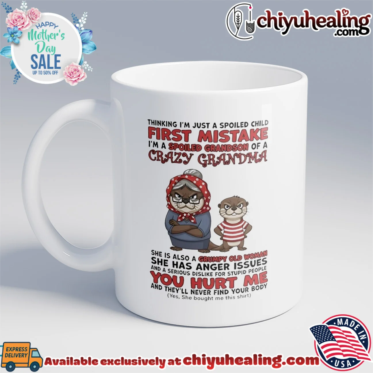 Thinking I'm just a spoiled child first mistake I'm a spoiled grandson cartoon otter retro shirt & hoodie | Aesthetic Apparel Thinking I'm just a spoiled child first mistake I'm a spoiled grandson cartoon otter