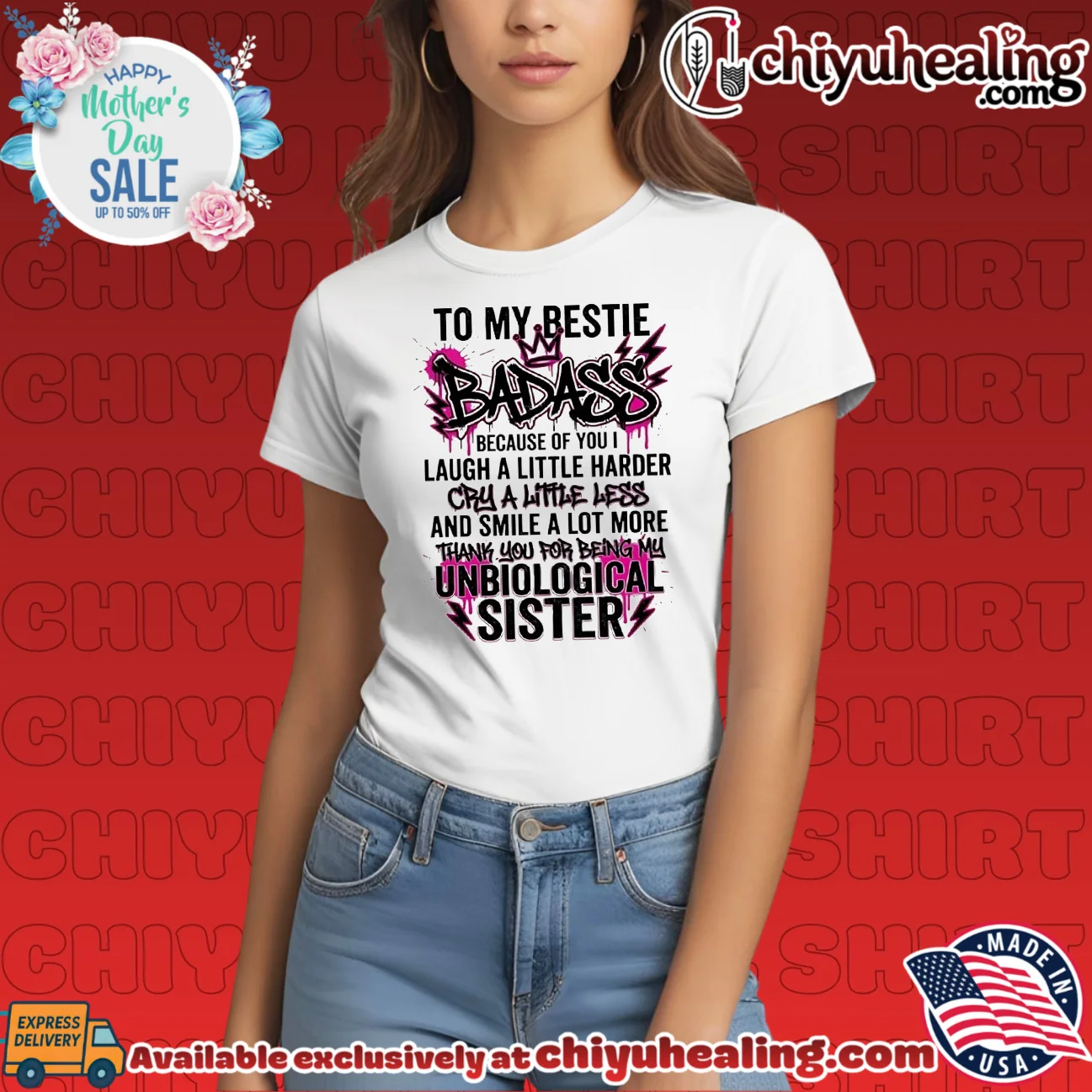 To my bestie badass because of you I laugh a little harder cry a little harder signature shirt & hoodie - Ultimate Gift Edition To my bestie badass because of you I laugh a little harder cry a little harder