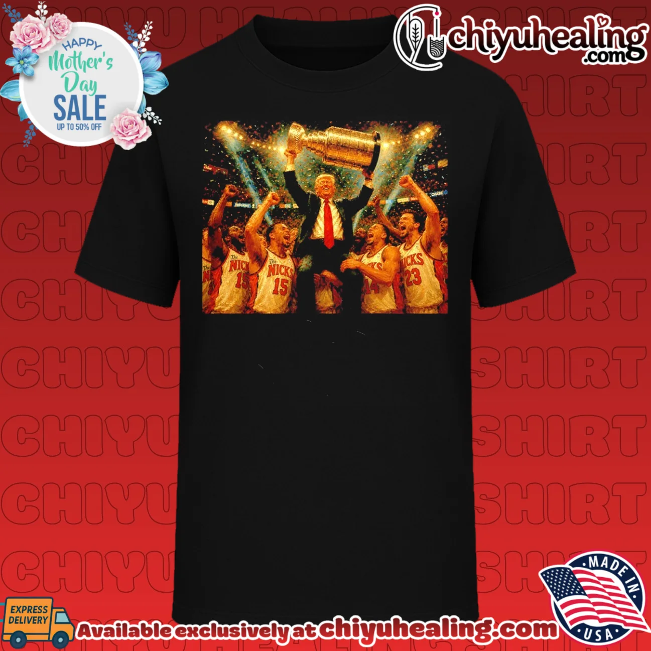 Trump and New York Knicks celebration trophy shirt