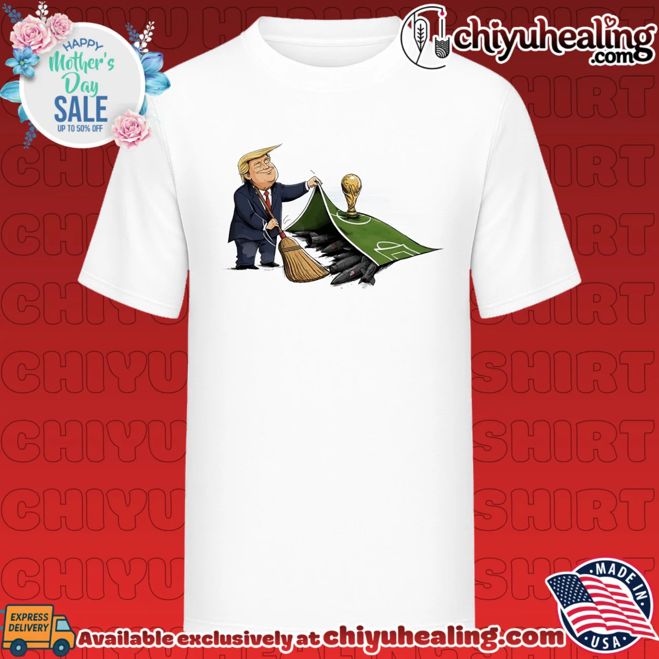 Trump versus Hormuz beside World Cup illustration