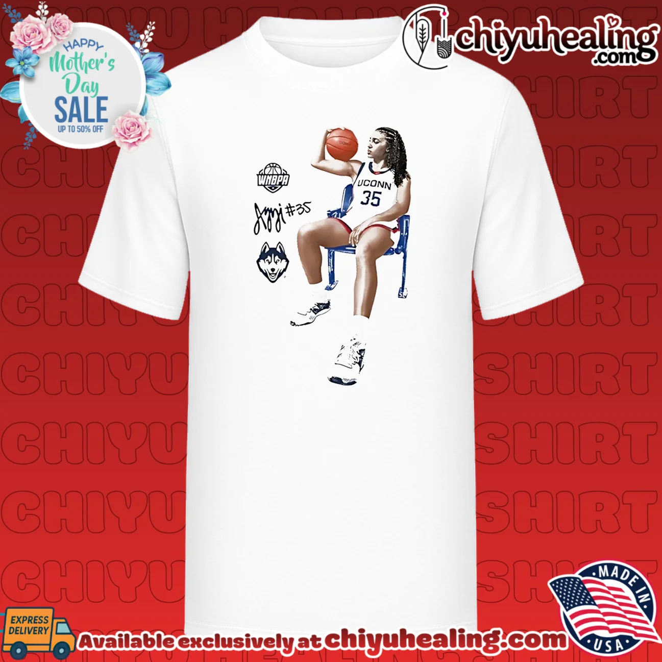 UConn Azzi Fudd portrait signature shirt & hoodie