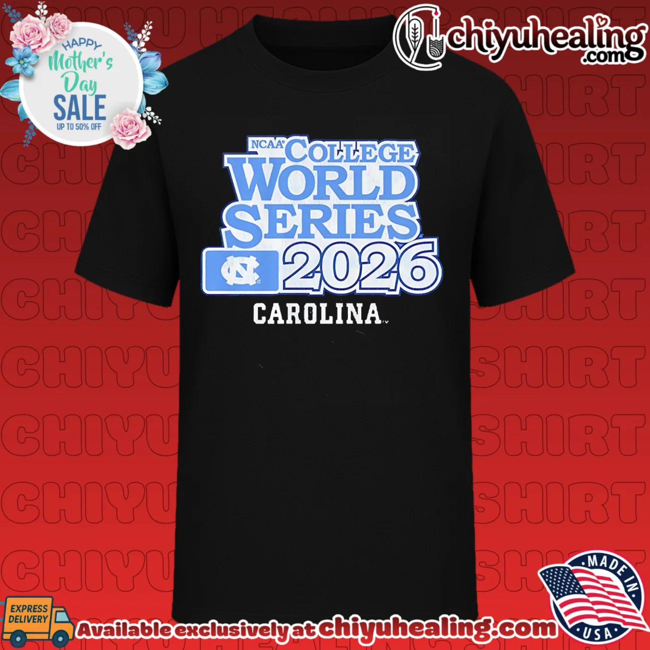 UNC Baseball 2026 College World Series logo shirt