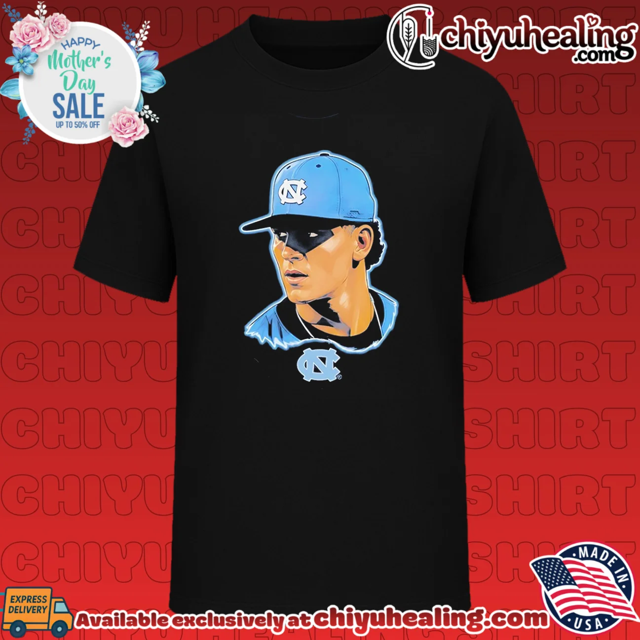 UNC baseball Gavin Gallaher portrait illustration