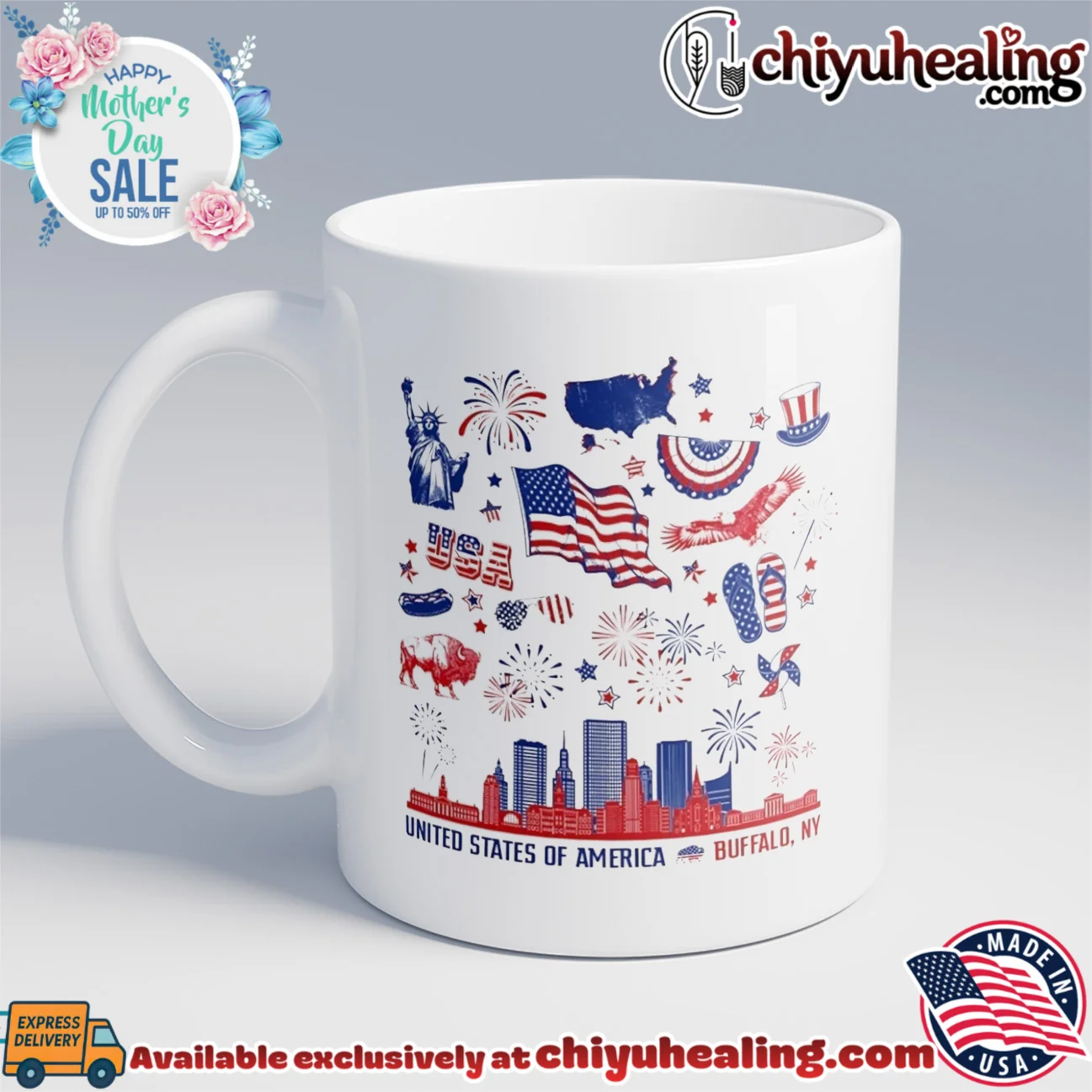 United State of America Red White and Buffalo skyline limited shirt & hoodie - Everyday Fit United State of America Red White and Buffalo skyline