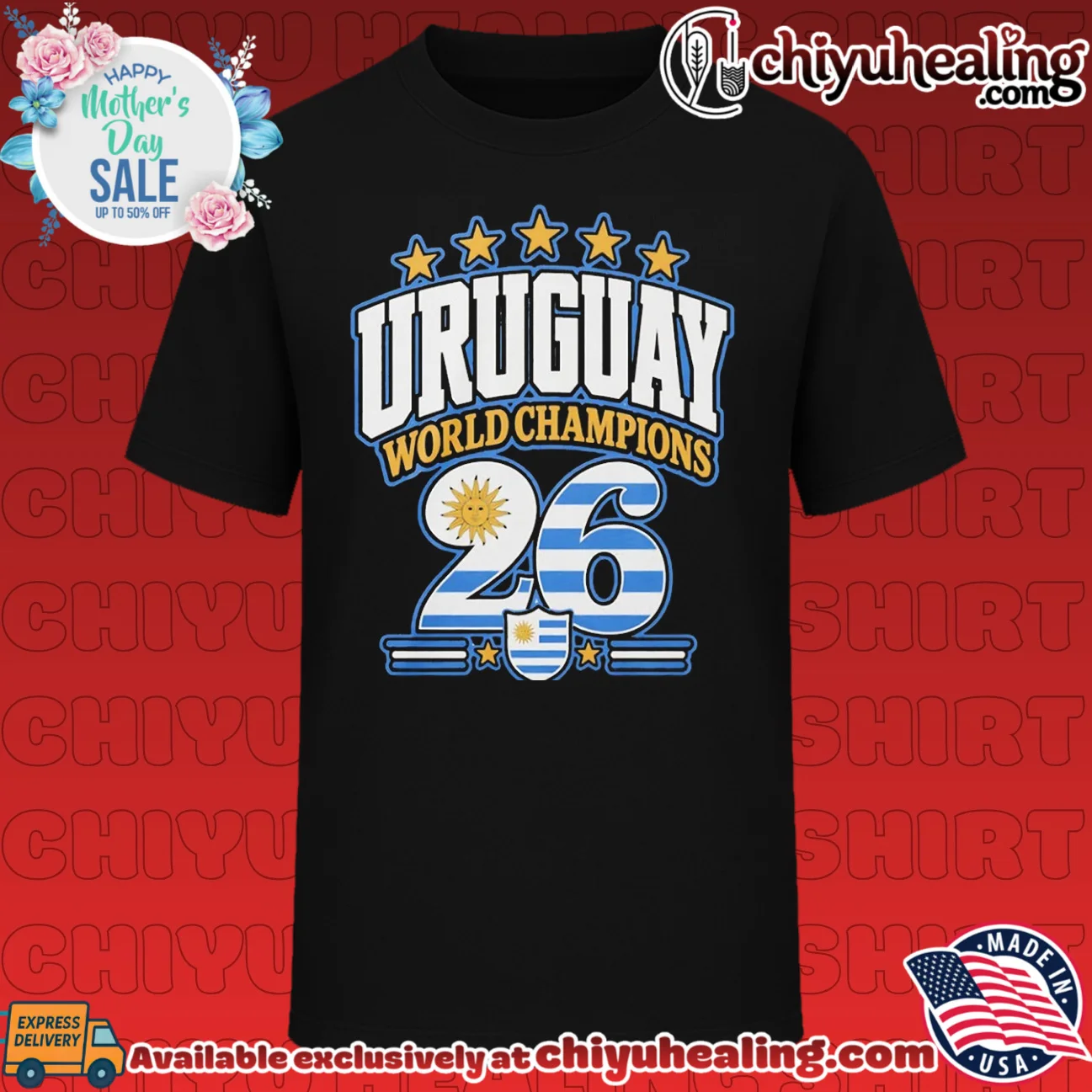 Uruguay 2026 World Champions flag shirt