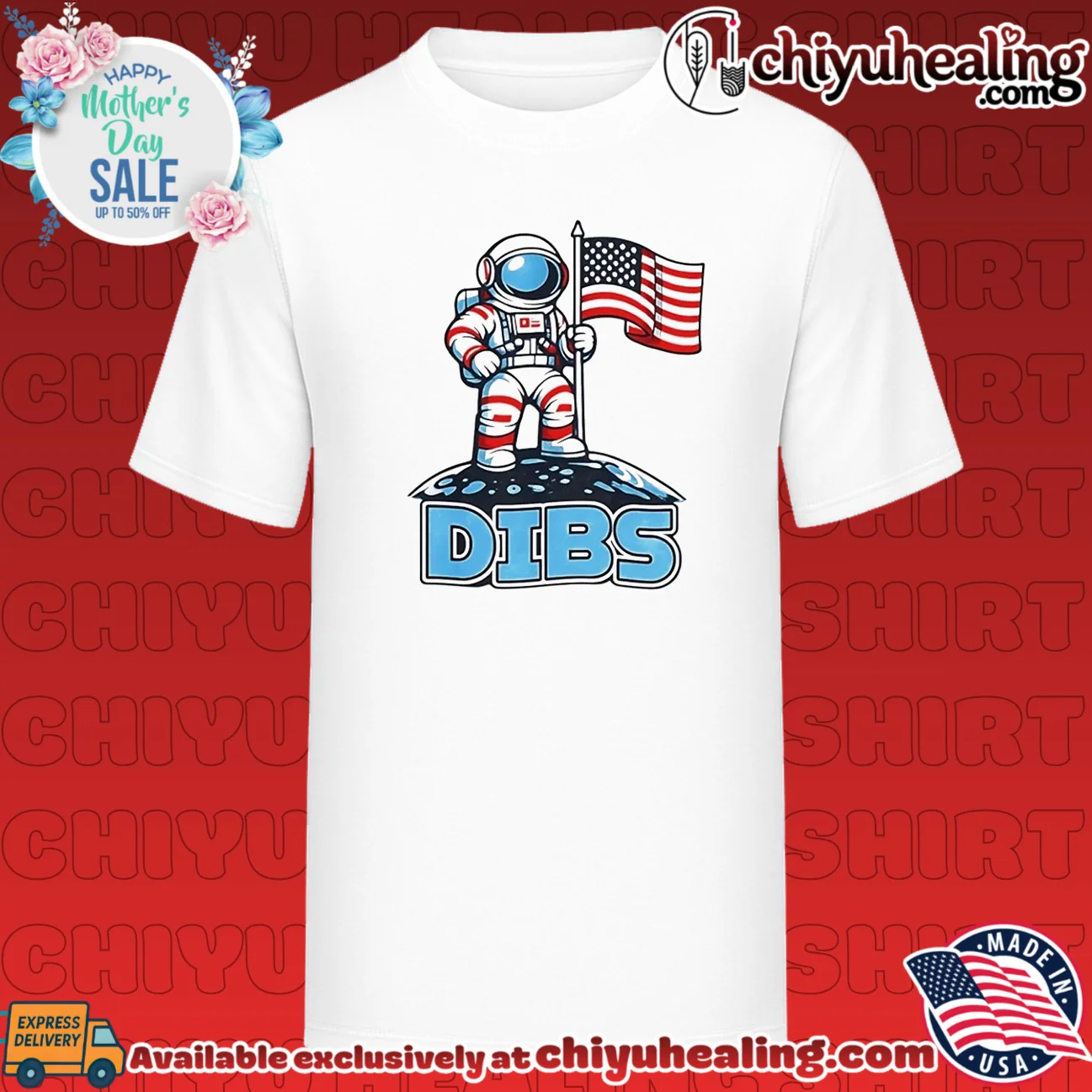 USA Dibs on the Moon Astronaut space American flag shirt & hoodie