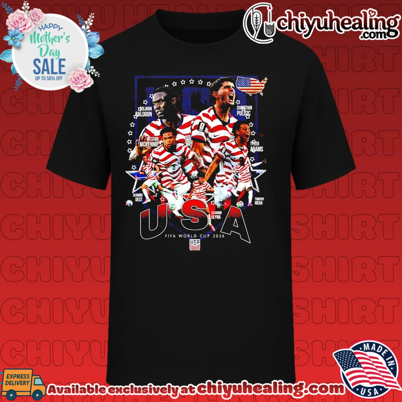 USA FIFA World Cup 2026 Stars Folarin Balogun Christian Pulisic Weston McKennie shirt & hoodie