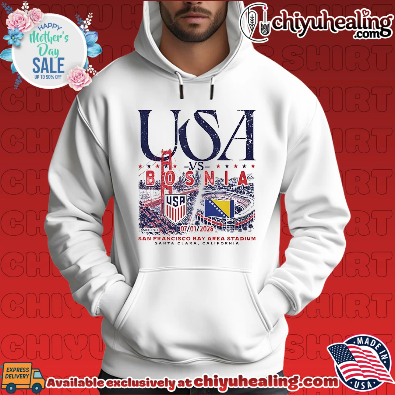 USA vs Bosnia 2026 Match Up San Francisco Bay Area Stadium shirt & hoodie USA vs Bosnia 2026 Match Up San Francisco Bay Area Stadium shirt & hoodie
