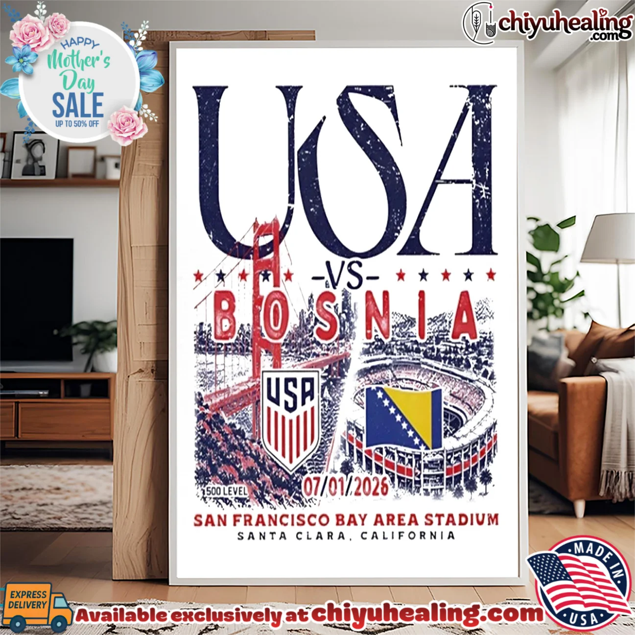 USA vs Bosnia 2026 Match Up San Francisco Bay Area Stadium shirt & hoodie USA vs Bosnia 2026 Match Up San Francisco Bay Area Stadium shirt & hoodie