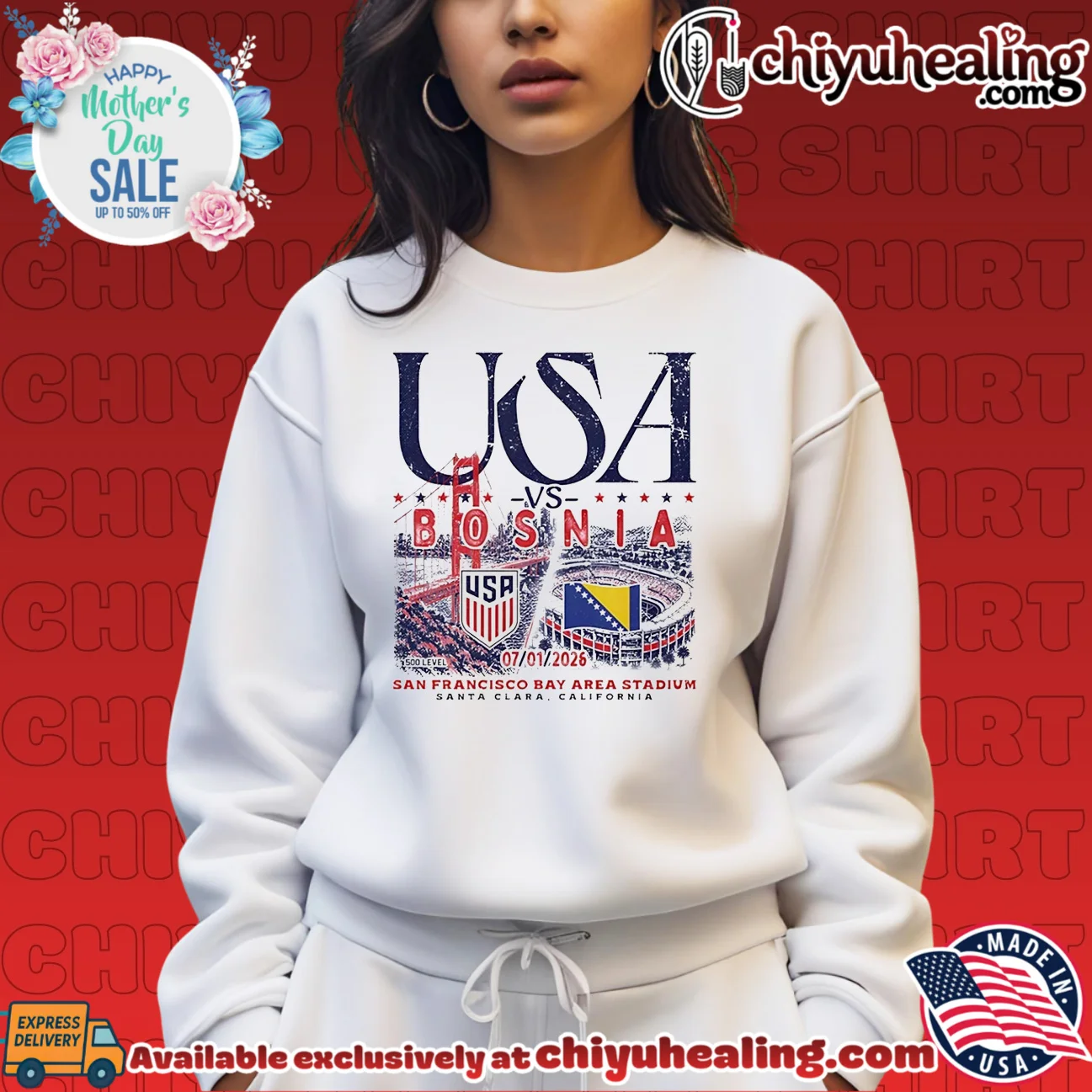 USA vs Bosnia 2026 Match Up San Francisco Bay Area Stadium shirt & hoodie USA vs Bosnia 2026 Match Up San Francisco Bay Area Stadium shirt & hoodie