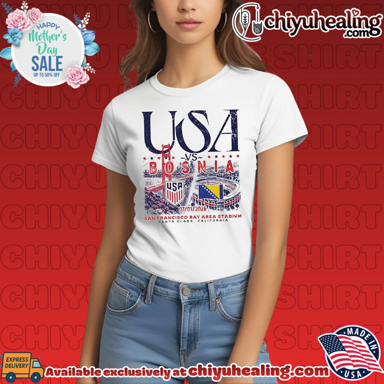 USA vs Bosnia 2026 Match Up San Francisco Bay Area Stadium shirt & hoodie USA vs Bosnia 2026 Match Up San Francisco Bay Area Stadium shirt & hoodie