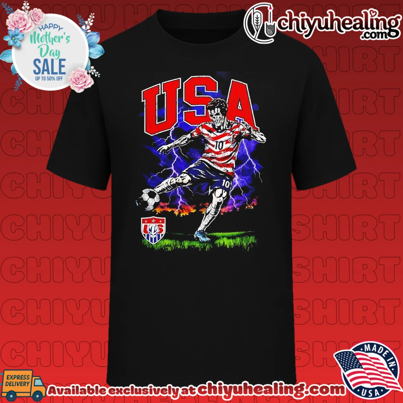 USA World Cup skeleton soccer player vintage