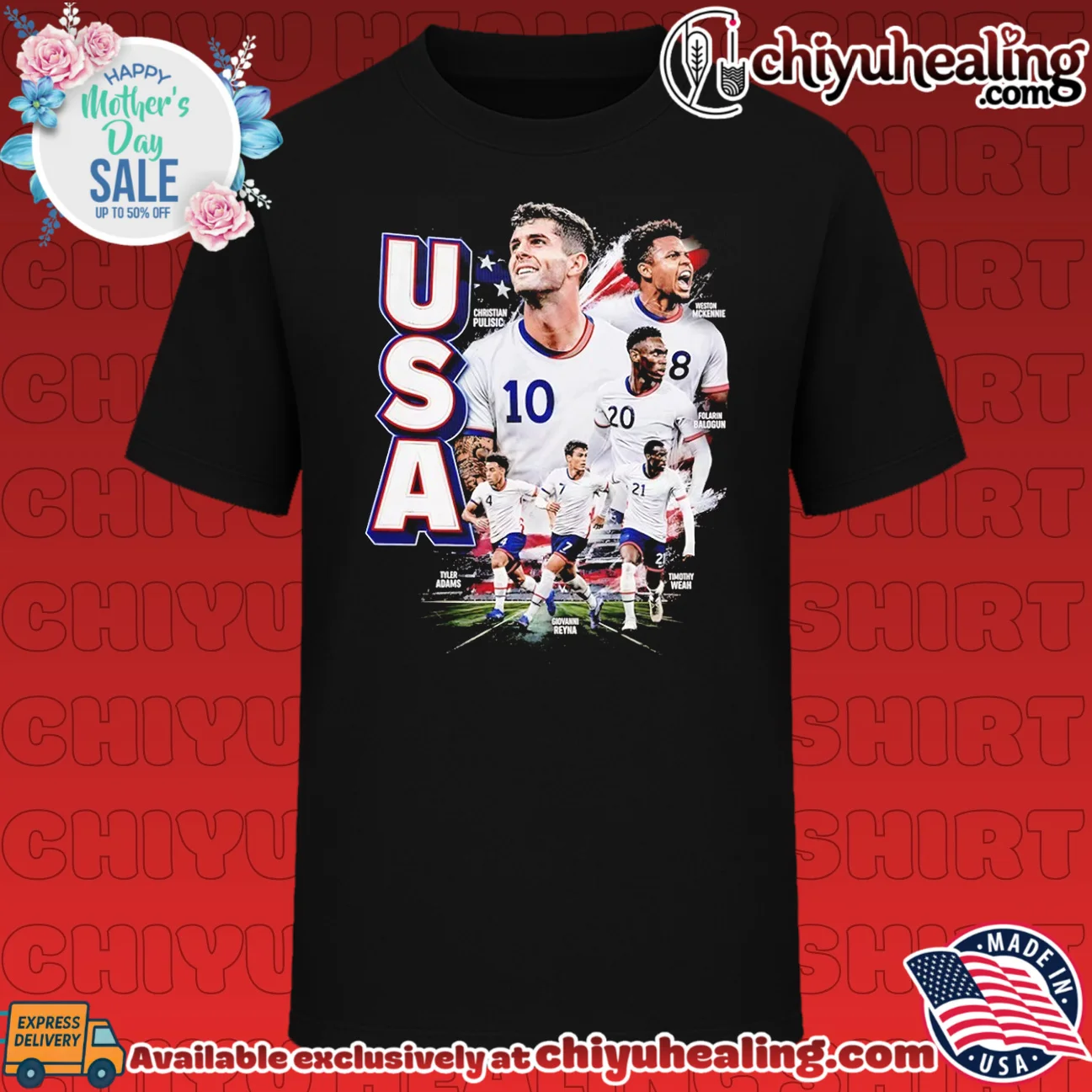 USMNT Pulisic Mckennie Balogun Adams Reyna Weah Graphic
