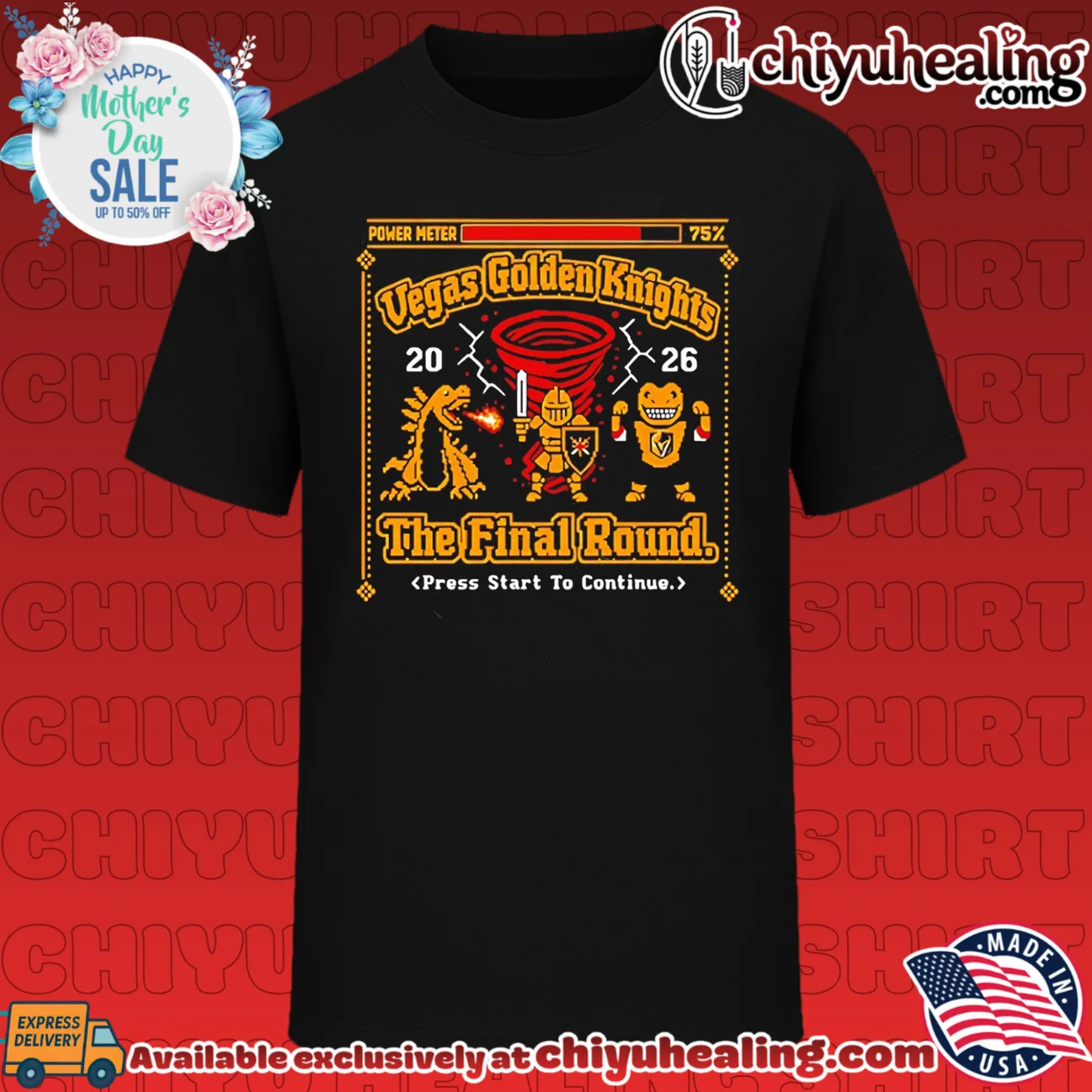 Vegas Golden Knights The Final Round press start to continue video game screen shirt