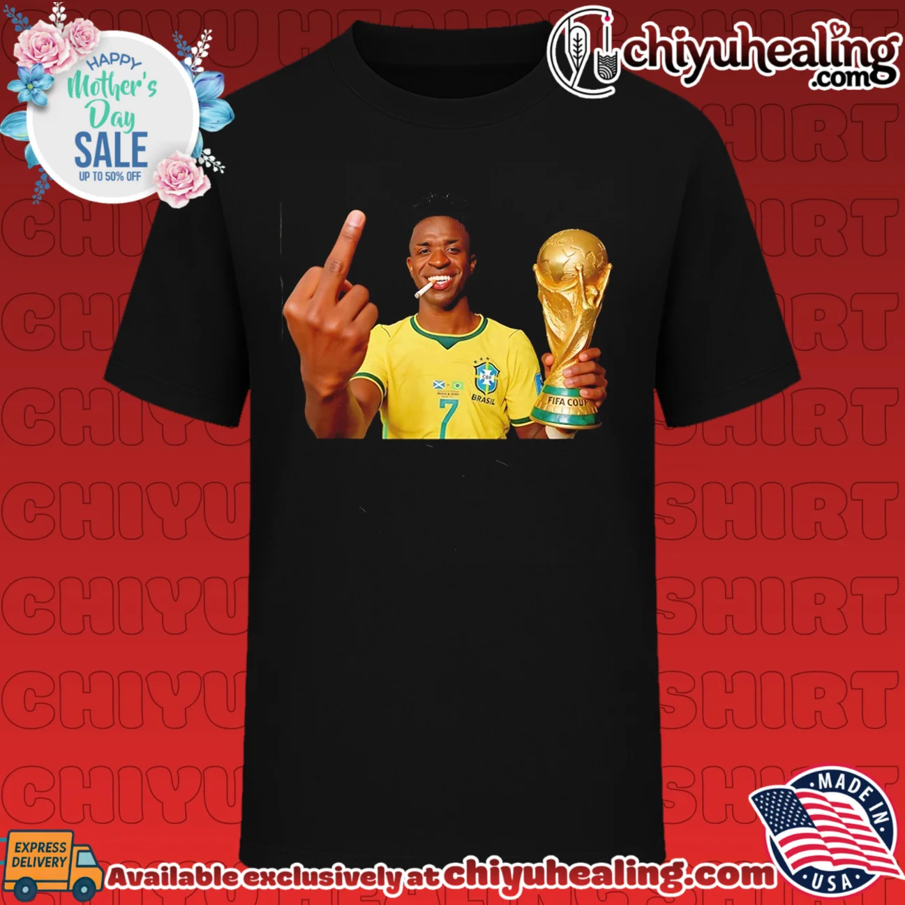 Vinicius Jr smoking holding trophy middle finger 2026 World Cup shirt & hoodie