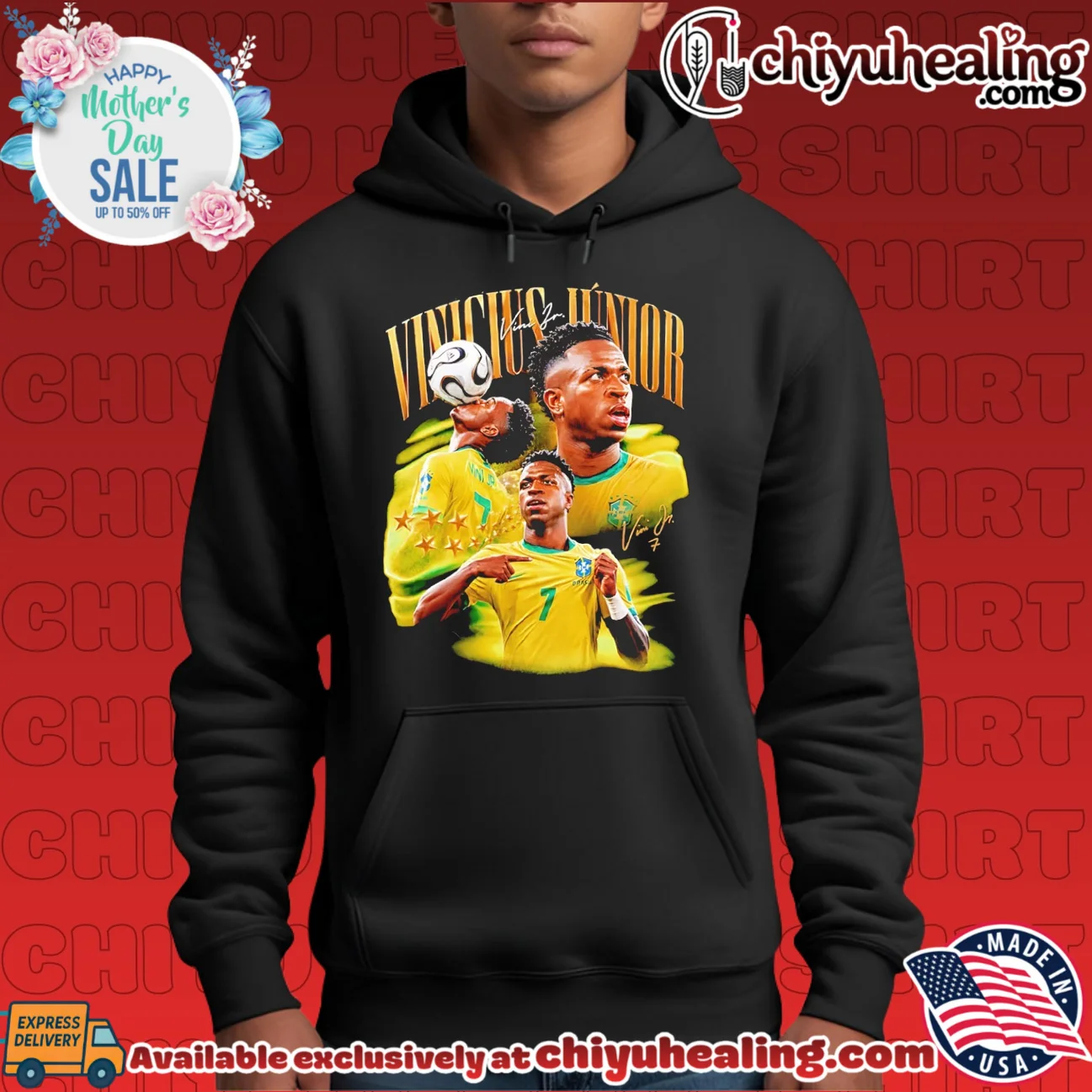 Vinícius Júnior Brazil National Football Team player collage shirt & hoodie Vinícius Júnior Brazil National Football Team player collage shirt & hoodie