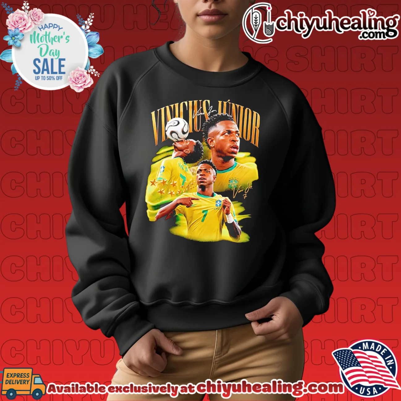 Vinícius Júnior Brazil National Football Team player collage shirt & hoodie Vinícius Júnior Brazil National Football Team player collage shirt & hoodie
