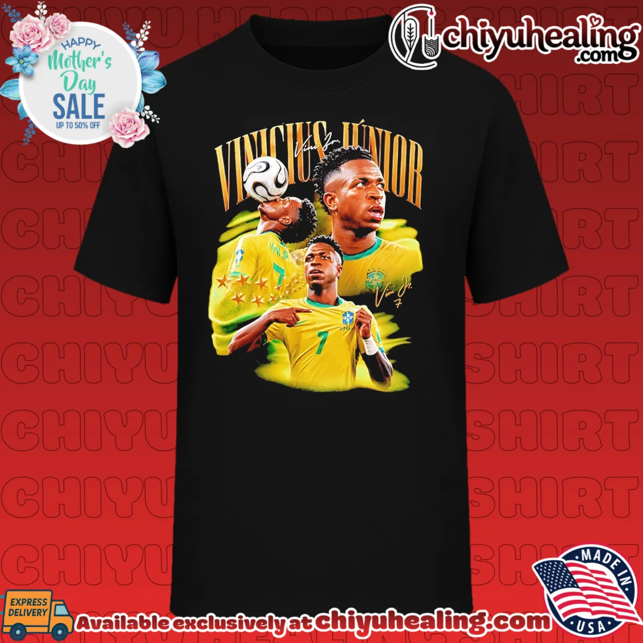 Vinícius Júnior Brazil National Football Team player collage shirt & hoodie Vinícius Júnior Brazil National Football Team player collage shirt & hoodie