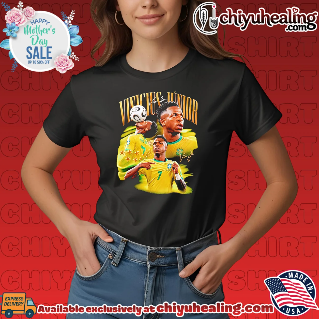 Vinícius Júnior Brazil National Football Team player collage shirt & hoodie Vinícius Júnior Brazil National Football Team player collage shirt & hoodie