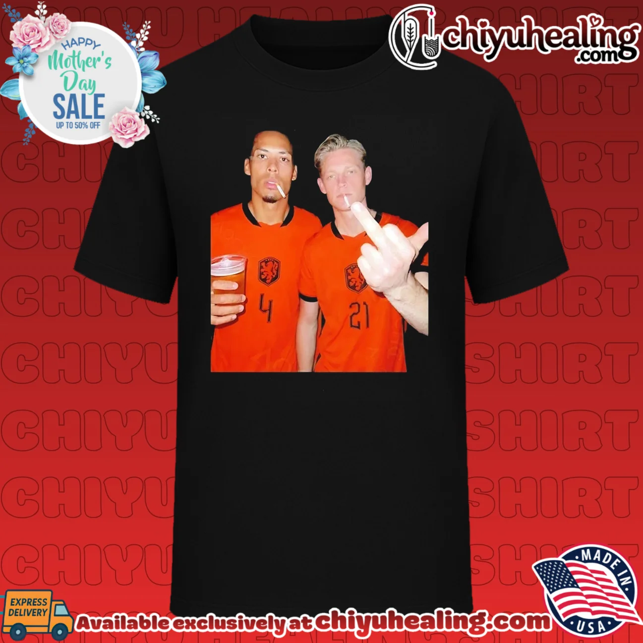 Virgil van Dijk and Frenkie de Jong Netherlands middle finger shirt & hoodie