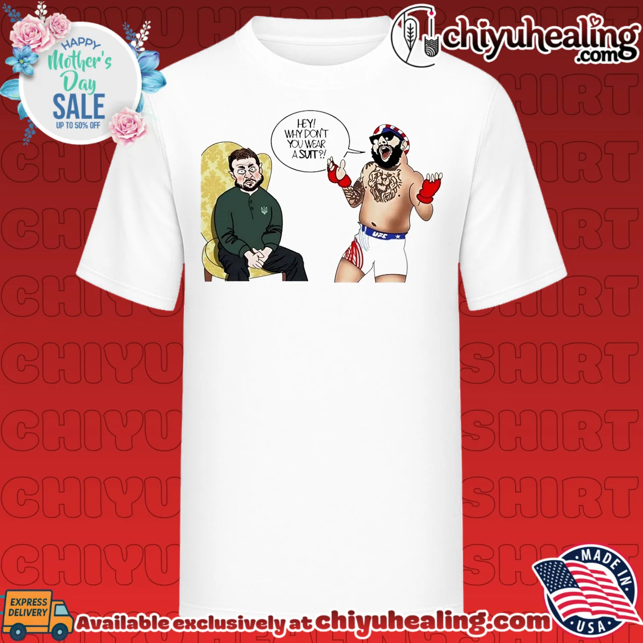 Volodymyr Zelenskyy and Colby Covington Why Don't You Wear a Suit Political Cartoon