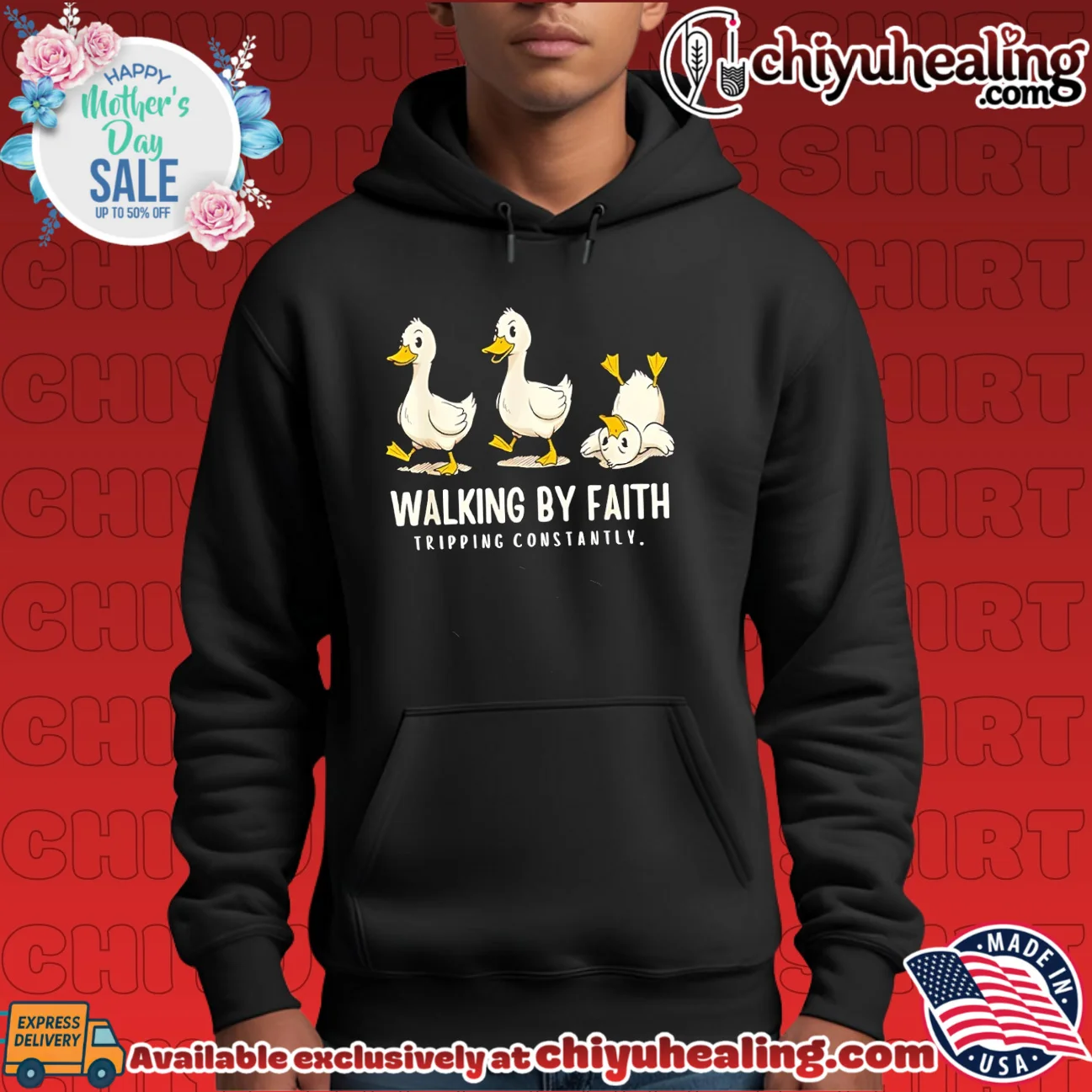 Walking by faith tripping constantly cartoon duck bespoke shirt & hoodie | 2026 Edition Drop Walking by faith tripping constantly cartoon duck bespoke shirt & hoodie | 2026 Edition Drop