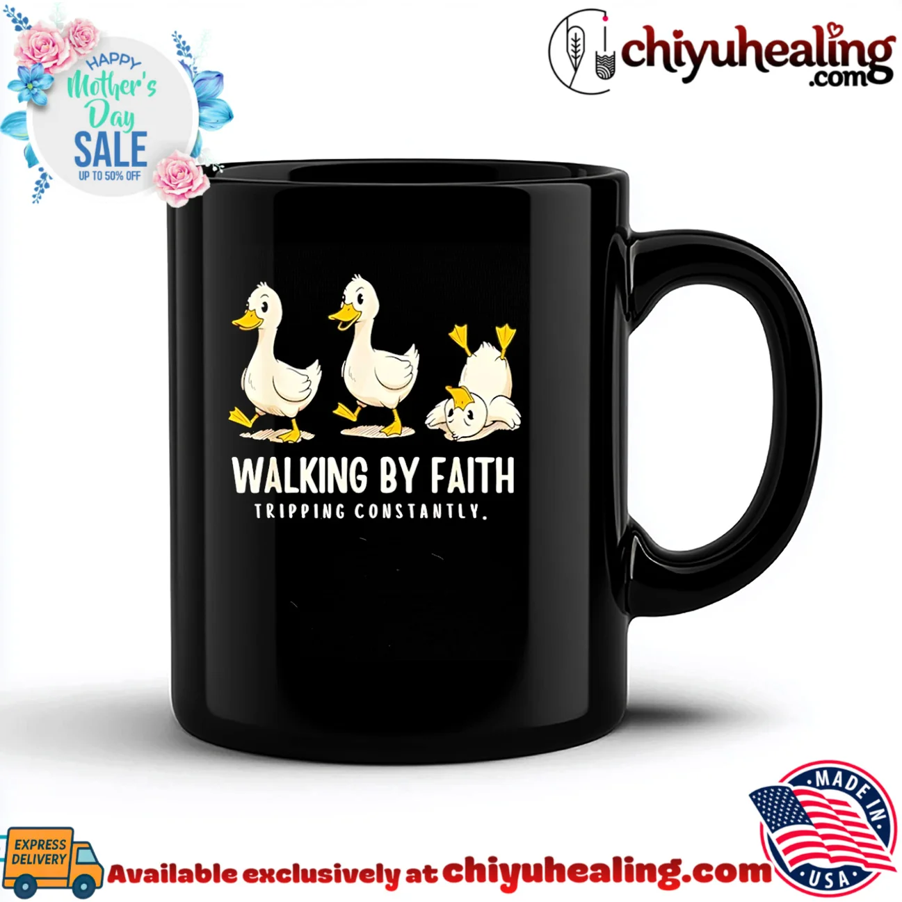 Walking by faith tripping constantly cartoon duck bespoke shirt & hoodie | 2026 Edition Drop Walking by faith tripping constantly cartoon duck