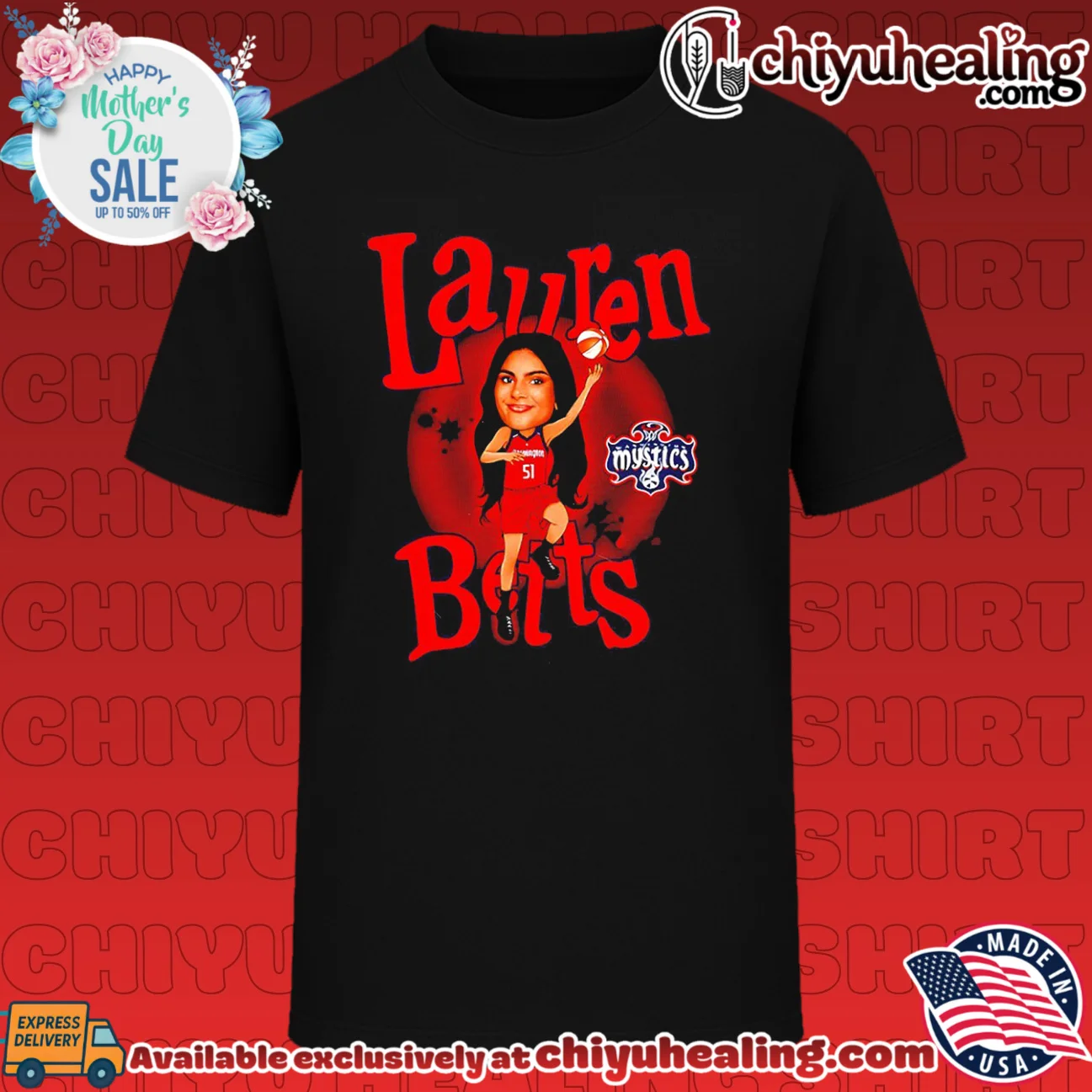 Washington Mystics Lauren Betts Player caricature shirt