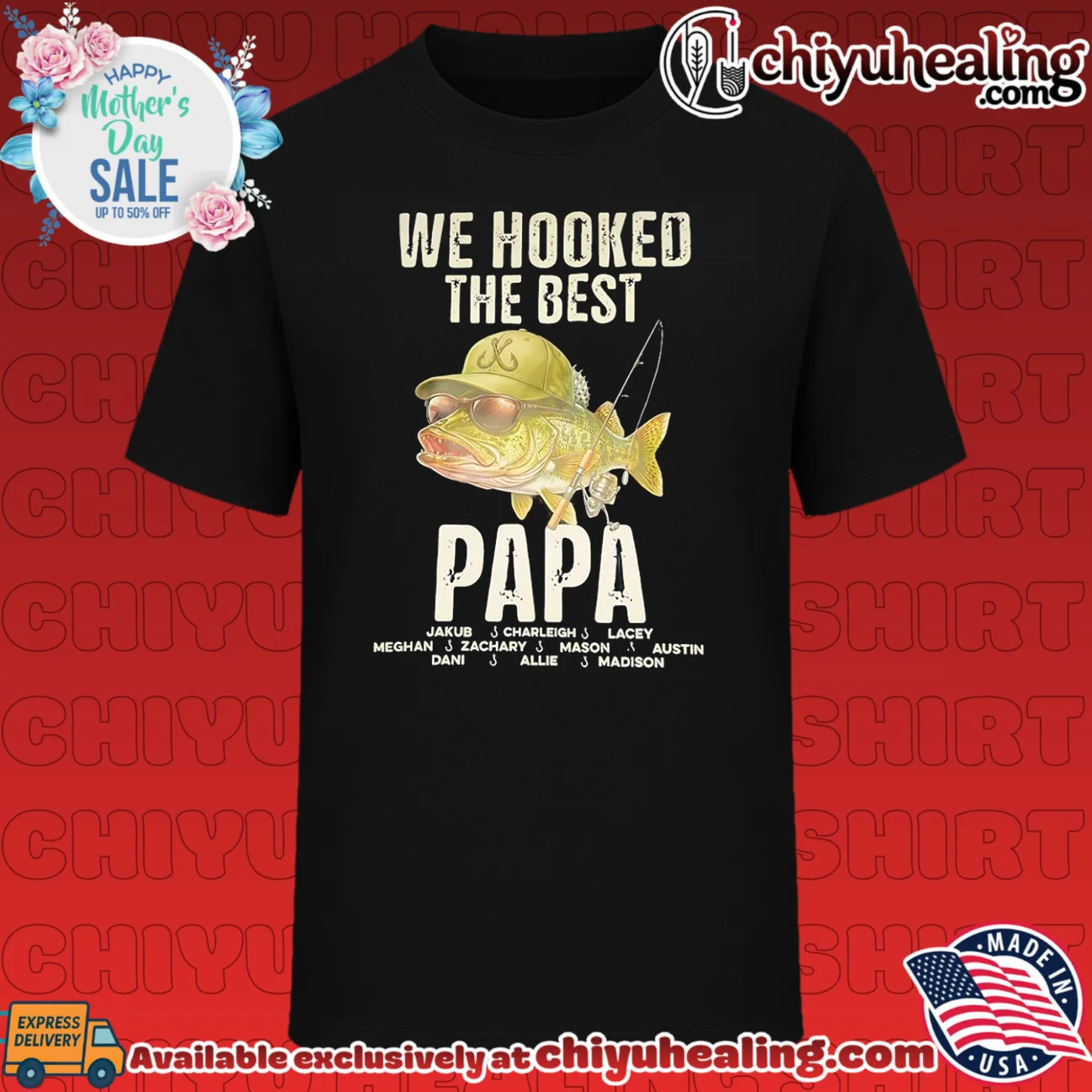 We hooked the best papa graphic fish shirt & hoodie