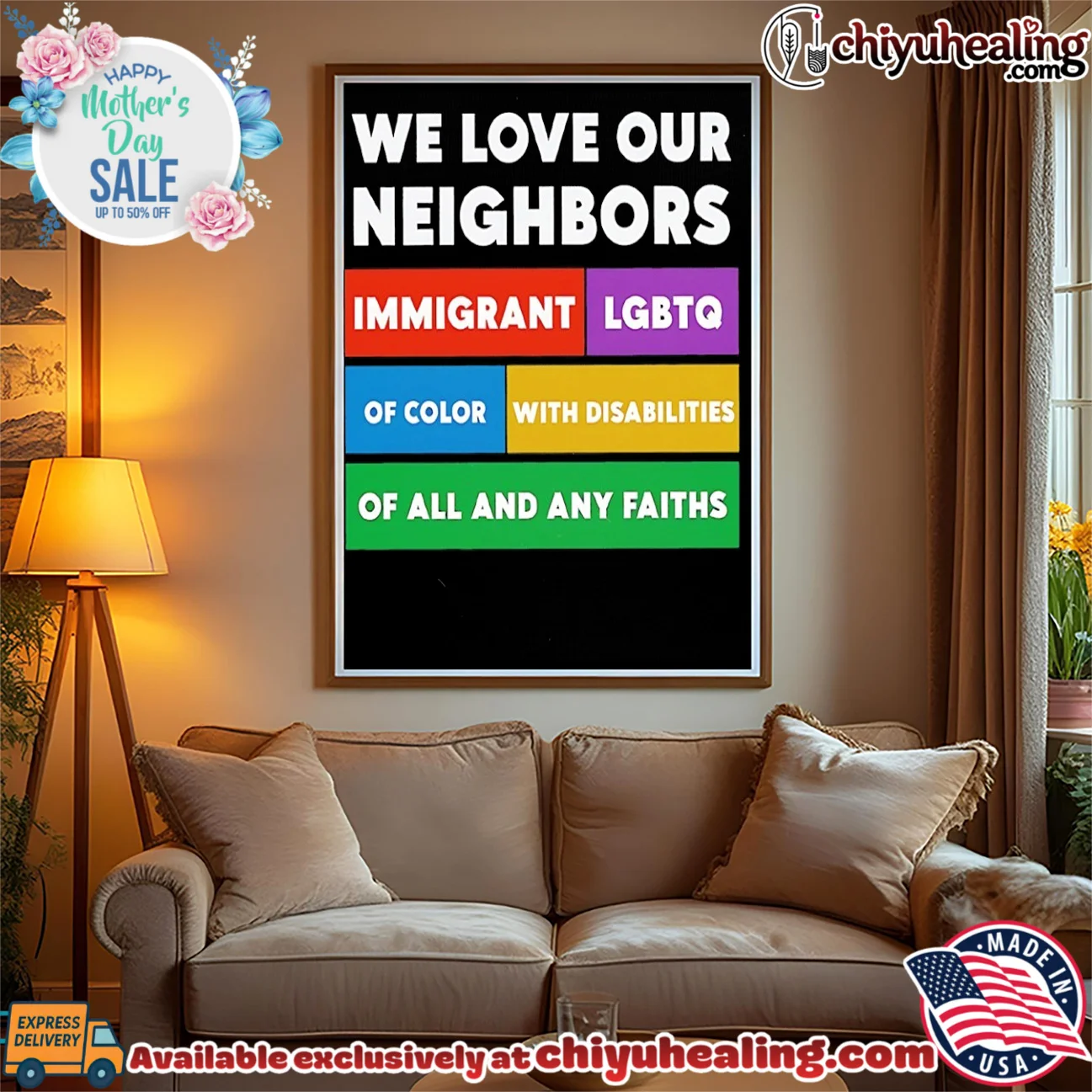 We love our neighbors immigrant LGBTO of color with disabilities of all and any faiths hype shirt & hoodie | 2026 Edition Drop We love our neighbors immigrant LGBTO of color with disabilities of all and any faiths