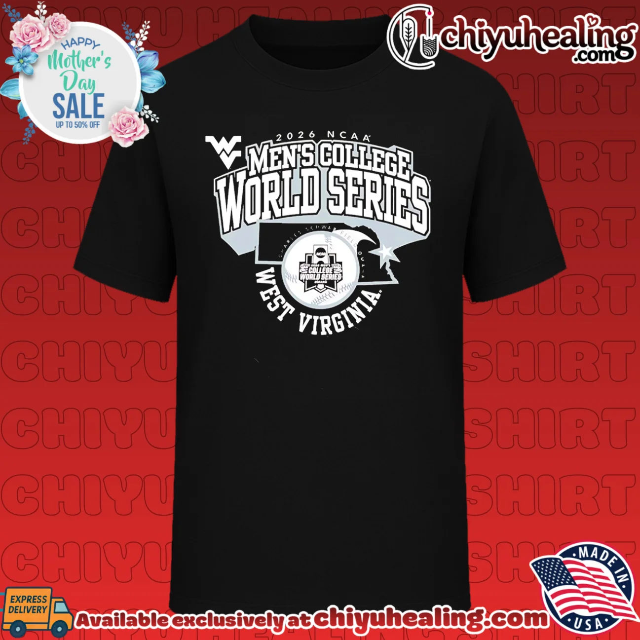West Virginia 2026 College World Series State Outline Omaha Bound shirt