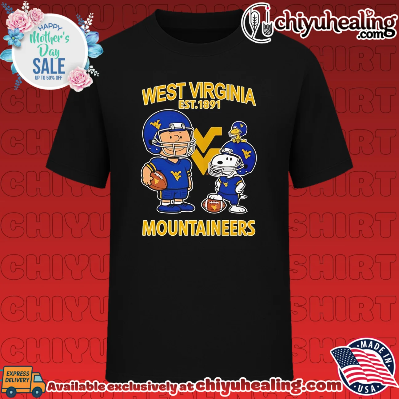 West Virginia Mountaineers features Snoopy and Charlie Brown